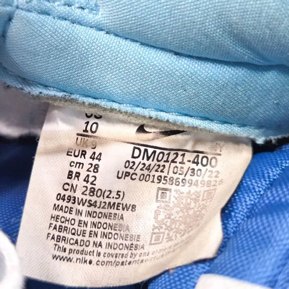 Nike Dunk Low Argon Blue Flash White Retro Sneakers DM0121-400 Sz 10